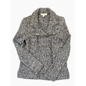 Michael Kors Black & Gray Fleck Rivet Collared Zip Up Jacket Women's Size Small